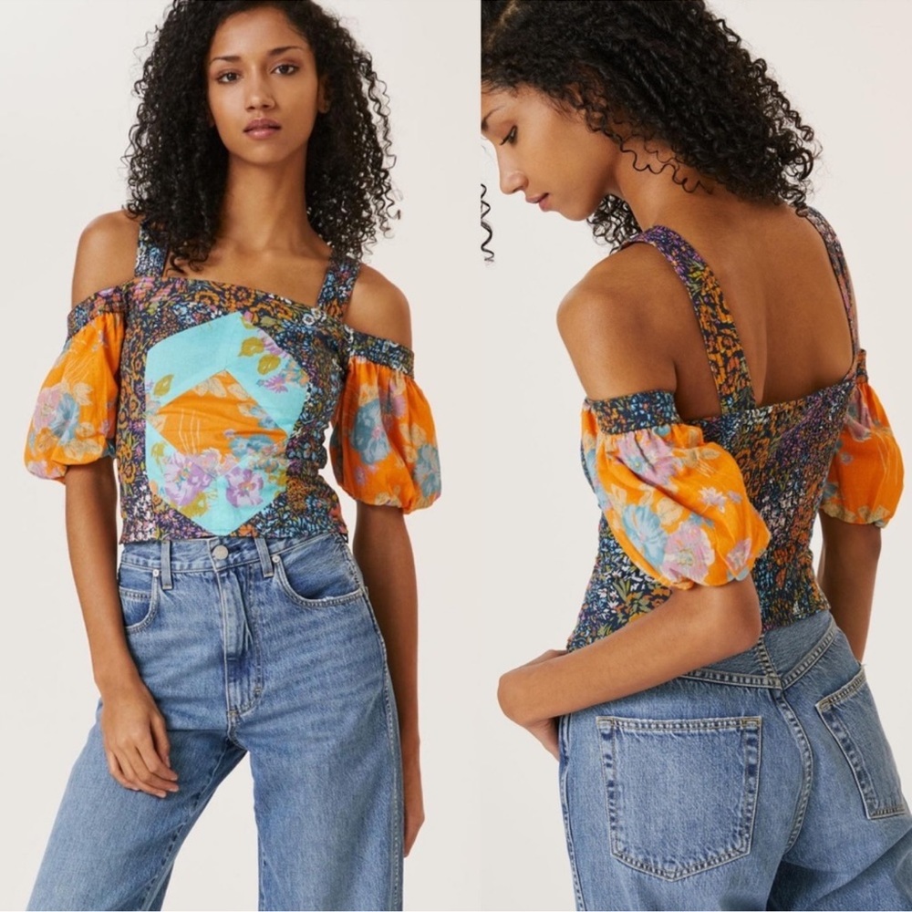 Anthropologie Love The Label Patchwork Cropped Tank Size Large